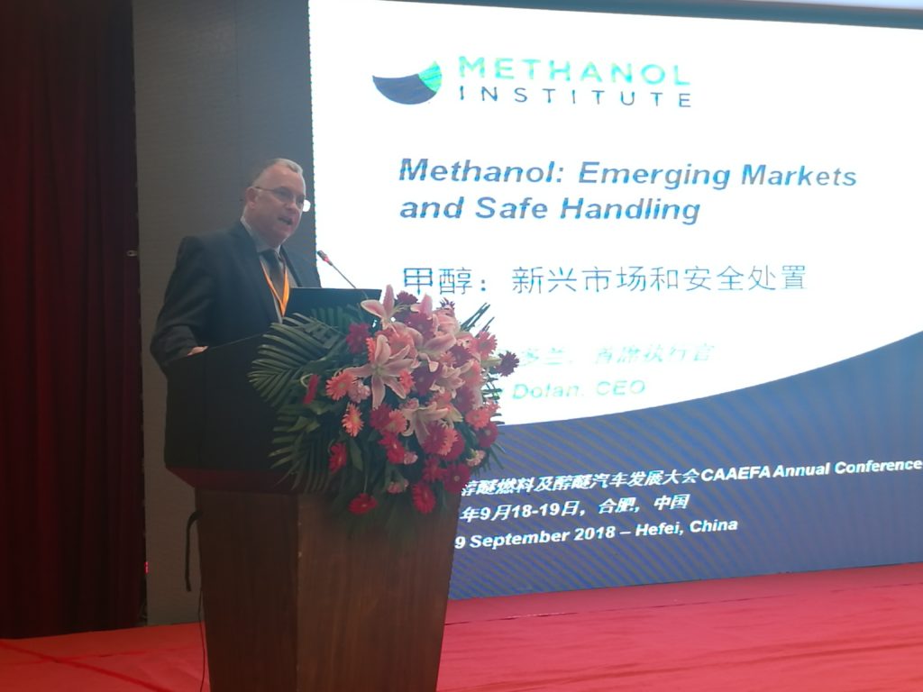 Greg Dolan, CEO of Methanol Institute presenting at MIIT Conference in China.